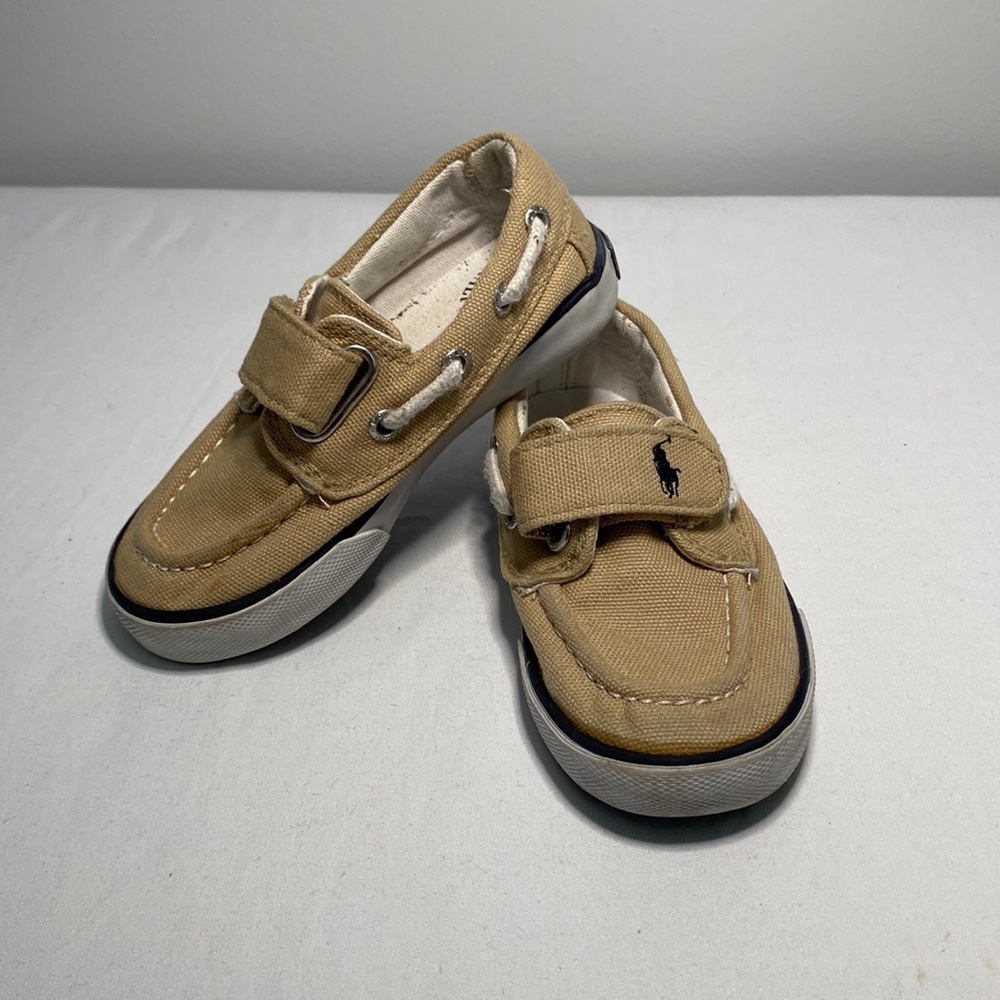 Polo Ralph Lauren Canvas Toddler Hook and Loop Boat Shoes size 7